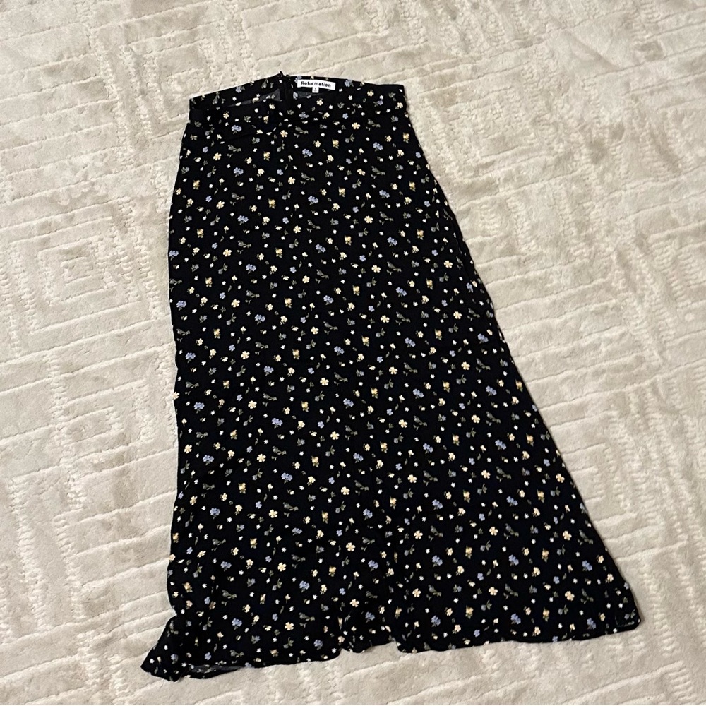Reformation Floral Print Midi Skirt